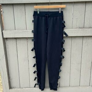 Poster Girl Black Lace Up Fish Net Sweat Pants Joggers Goth Punk Steampunk S